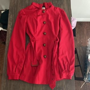 Tulle Red Jacket with Removable Hood and Belt (Size M)